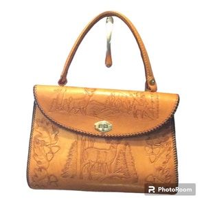 Leather Hand Tooled Wildlife Purse